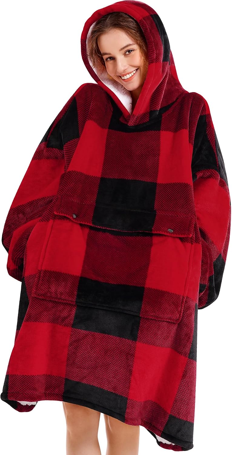 Narecte Cozy Oversized Blanket Hoodie Wearable Blanket Adults Soft Hooded Blanket Hoodie Birthday Gifts for Women Christmas - Colors B