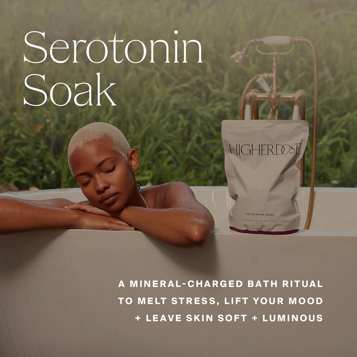 HigherDOSE Serotonin Soak Magnesium Bath Salts, Stress Relief, 32 Oz