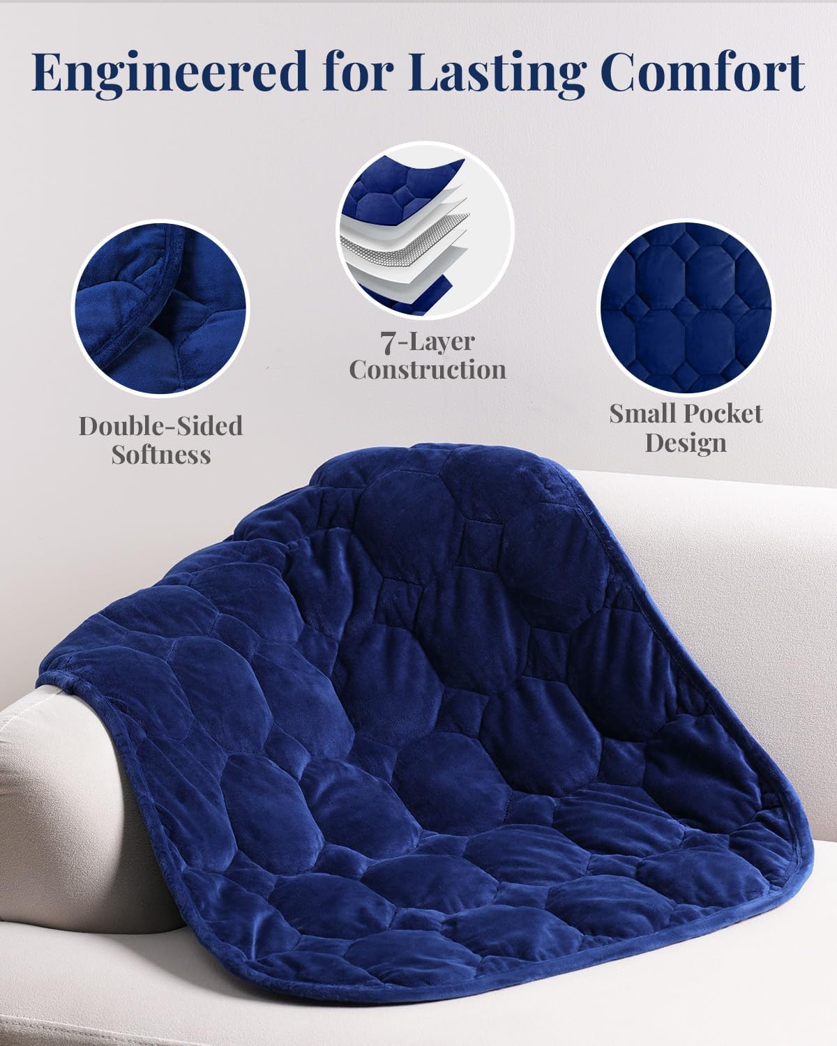 Kivik Weighted Lap Blanket, 7 lbs Weighted Lap Pad for Adults, Small Travel Weighted Blanket for Relaxation, Portable & Breathable, Grey, 24"x29"