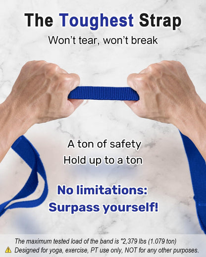 Tumaz Stretching Strap - 10 Loops & Non-Elastic Yoga Strap - Perfect Home Workout Stretch Strap for Physical Therapy, Yoga, Pilates, Flexibility