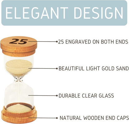 Sand Hourglass Timer - Glass Sand Clock Minutes - Modern Hourglass Watch with Wooden End Caps for Kids, Games, Classroom, Kitchen, Home or Office Decor (5 Minutes)