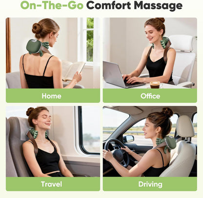 Shoulder and Neck Massager, Bionic Heated Massager, Neck Massager with Fingers, 4D Kneading Massage, Simulates a Real Palm Massage for Comfort, Relax Muscle Tension (Green)