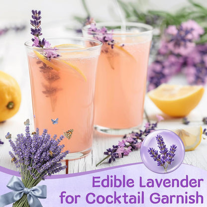 Curnue 50+ Edible Lavender Sprigs for Cocktails & Drinks Garnish