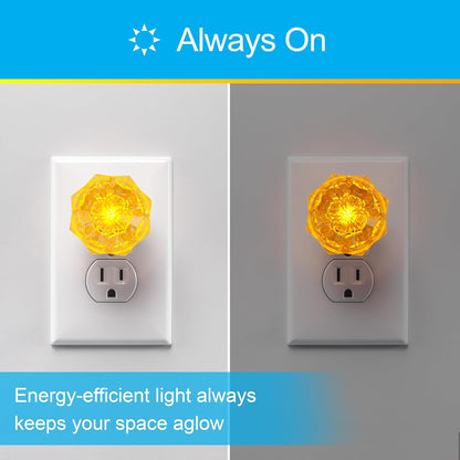 GE SleepLite Jewel LED Night Light, Plug-in, Always On, Amber, UL-Certified, Energy Efficient, Ideal Nightlight for Bedroom, Bathroom, Nursery, Hallway, Kitchen, 85881, 4 Pack