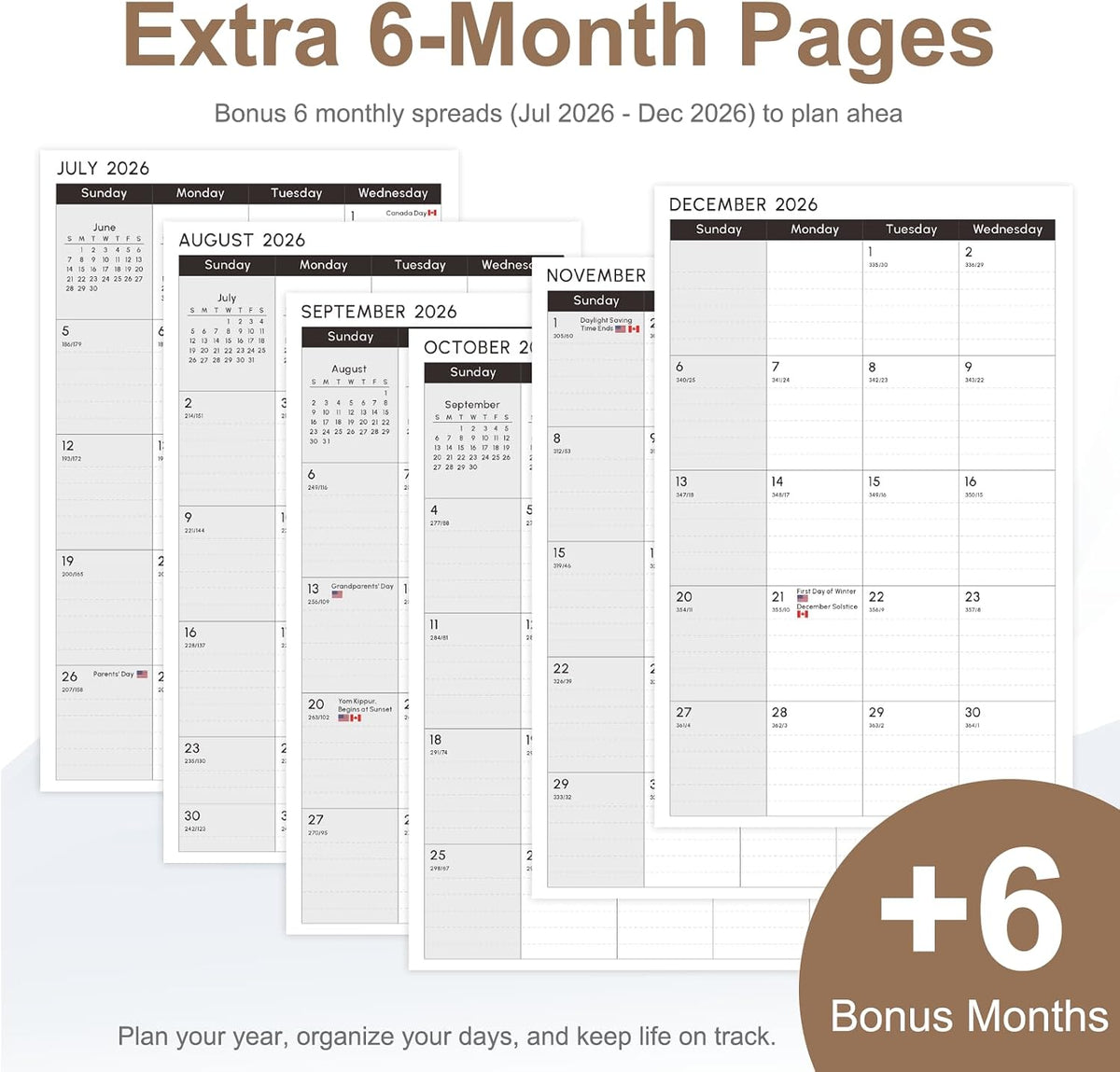 Planner 2026-2027, Weekly and Monthly Calendar Planner, JUL 2026 - JUN 2027 - Colors B