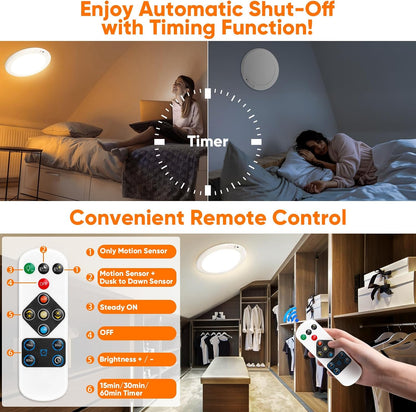 Rechargeable Motion Sensor Ceiling Light, Battery Operated Closet Light