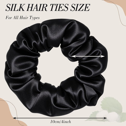 4 Pack 100% Mulberry Silk Scrunchies for Hair Sleep, No Damag Frizz Control Stylish Silk Hair Scrunchies Small Gifts for Women