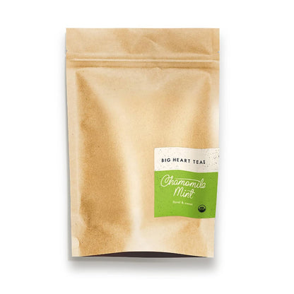 Big Heart Tea Co. Tea Bags - Chamomile Mint - Certified Organic, Calming Herbal Decaf Tea in Zero Plastic Sachets with Small Batch Ground Herbs - Spearmint and Lemongrass, 50 Pack