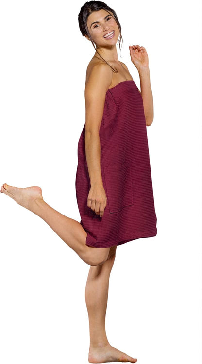 Turquaz Lightweight Knee Length Waffle Robes For Women Spa Bath Waffle
