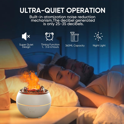 YALEDI Essential Oil Diffuser, Volcano Fire Flame Aromatherapy Diffuser, 360ml Ultrasonic Cool Mist Humidifier, Scent Aroma Diffuser with 7 Colors Light, Timer & Auto Shut-Off for Home, Room (Black)