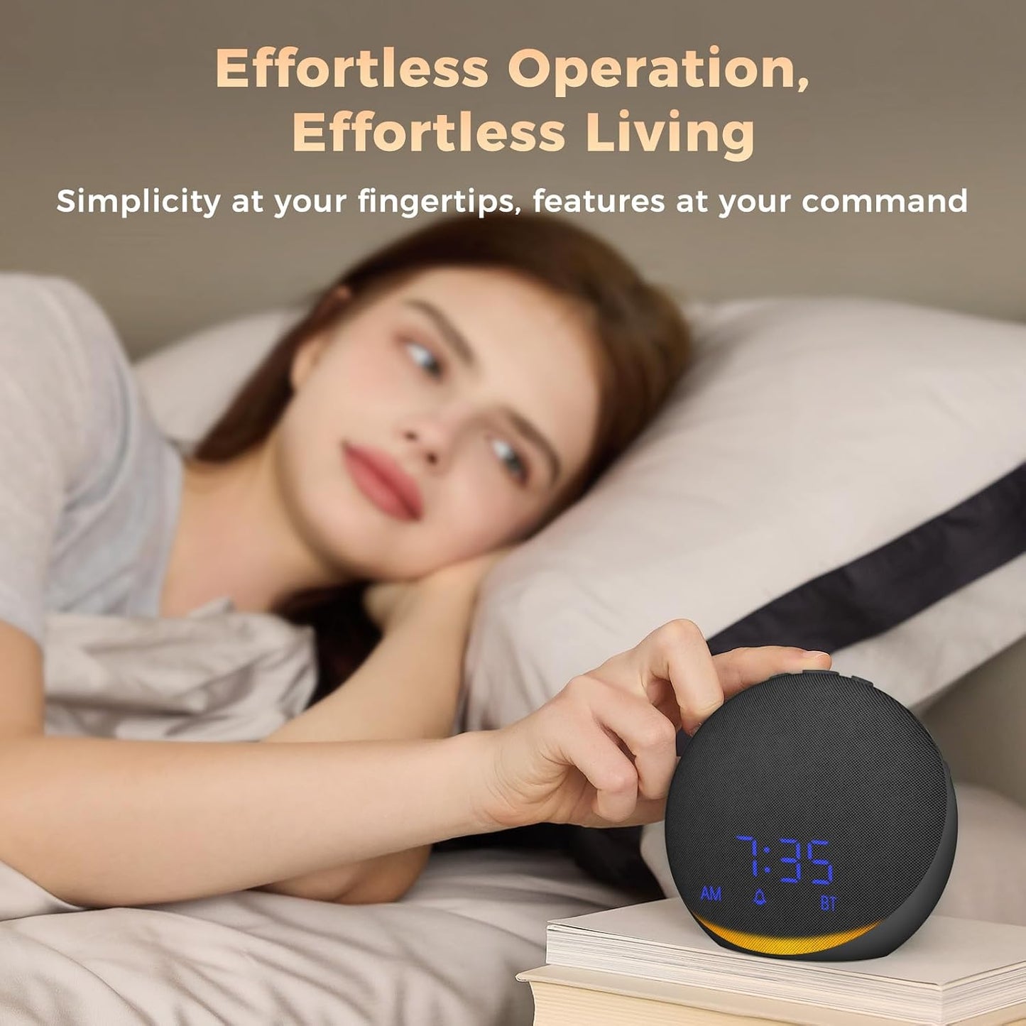 Sound Machine Alarm Clock for Bedroom: 25 Natural Sleep Sounds - White Noise Machine for Adults Kids Baby - Gentle Wake Up Alarm with Bluetooth Speaker - Putty