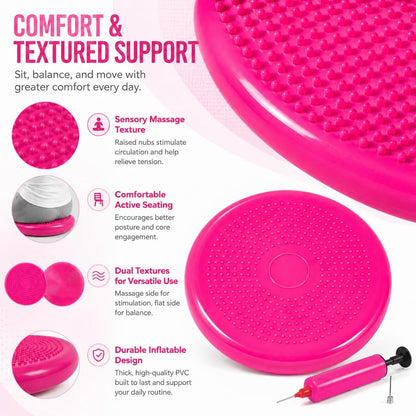 Hanstuten Wobble Seat Cushion Balance Disc - Rubber Wiggle Seat for Active Sitting, Office Desk Chair, and Core Strength Training