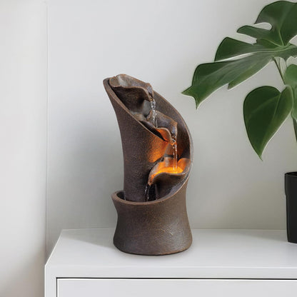 Kalona Tabletop Waterfall Fountain Rockery Fountains Soothing Sound Tabletop Fountains Home/Office Decor with a Small Plastic Pot to Grow The Plant by Yourself(Automatic Watering)(22020)