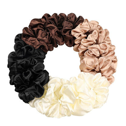 16 Pcs Scrunchies for Women - Black Satin Silk Scrunchies for Girls Hair Ties Elastics Bands Ponytail Holder Hair Accessories