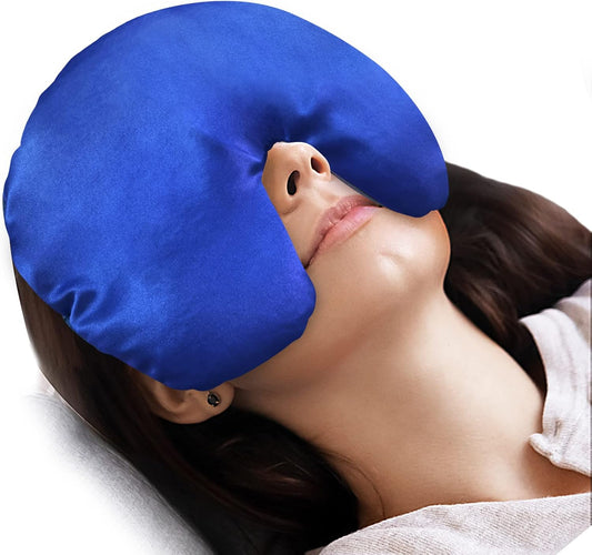 Atsuwell Sinus Mask, Warm Cold Compress Eye Mask for Dry Eyes, Weighted Eye Pillow Microwavable Face Heating Pad for Soothing Sinus Pressure and Relaxation, Pink