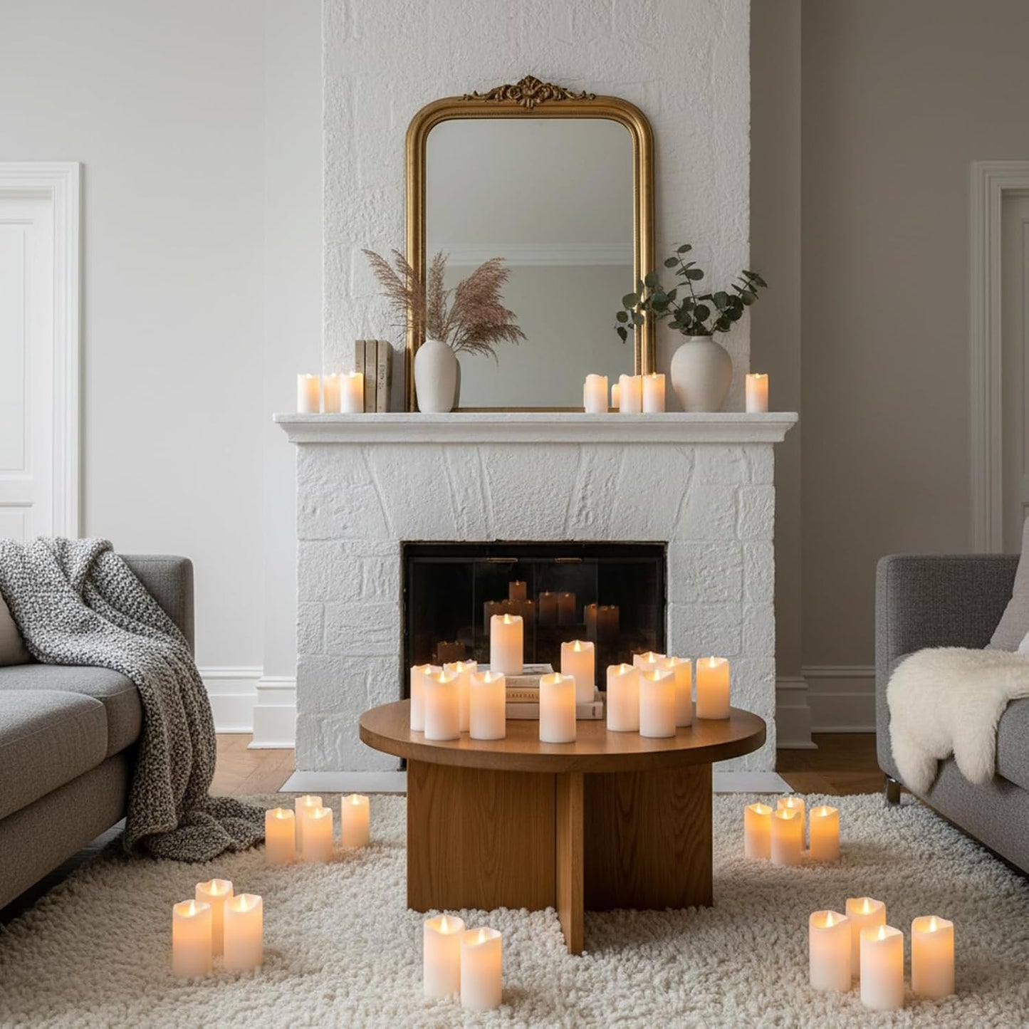 Flameless Candles 4" 5" 6" Outdoor Indoor Pillars Battery Operated Flickering Candles Include 10-Key Remote Timer 400+ Hours by 2 AA Batteries (Ivory Candle - Warm light, 3"D x 4"|5"|6" H - 3 Pack)
