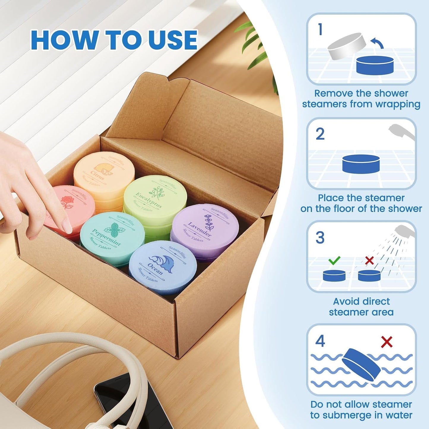 Shower Steamers 30 PCS with Individually Wrapped, Shower Bombs for Women with 6 Rich Scents, Rose Peppermint Citrus Eucalyptus Ocean Lavender, Mother's Day Valentines Birthday Present for Mom Wife Men