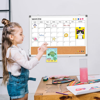 Weekly Dry Erase Calendar Whiteboard for Wall, 24" x 18" Cork Week Planner