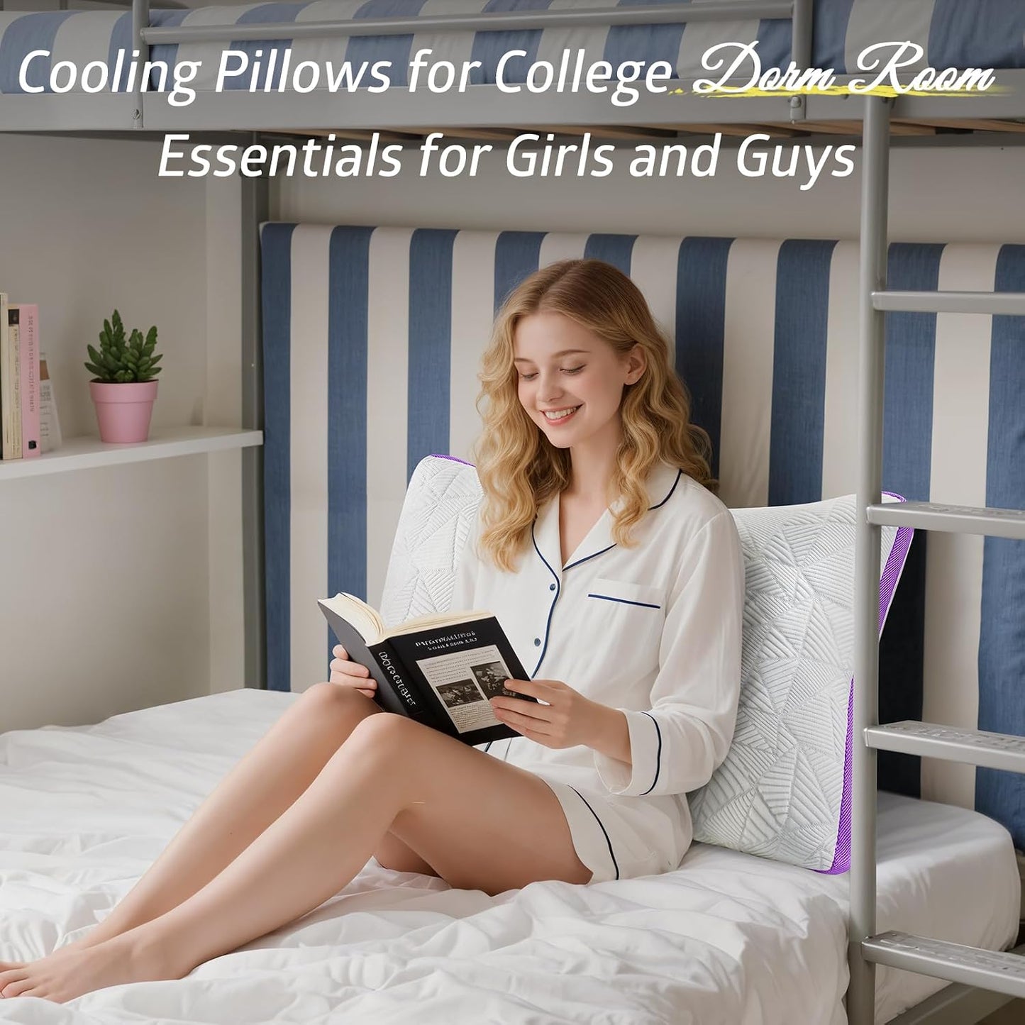 BETU Cooling Pillow Queen Size, Shredded Memory Foam Pillow for Hot Sleepers, Adjustable Firm Soft Support Pillows, Cool Bed Pillows for Side Back Stomach Sleeping Sleepers, gifts for boyfriend, White