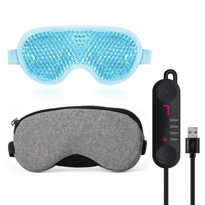 Heated Eye Mask for Dry Eyes with Cooling, Electric USB Warm Compress with Adjustable Temperature & Auto-Off Timer, Professional for Blepharitis Eyes & Stress Relief Suitable for Travel & Gifts