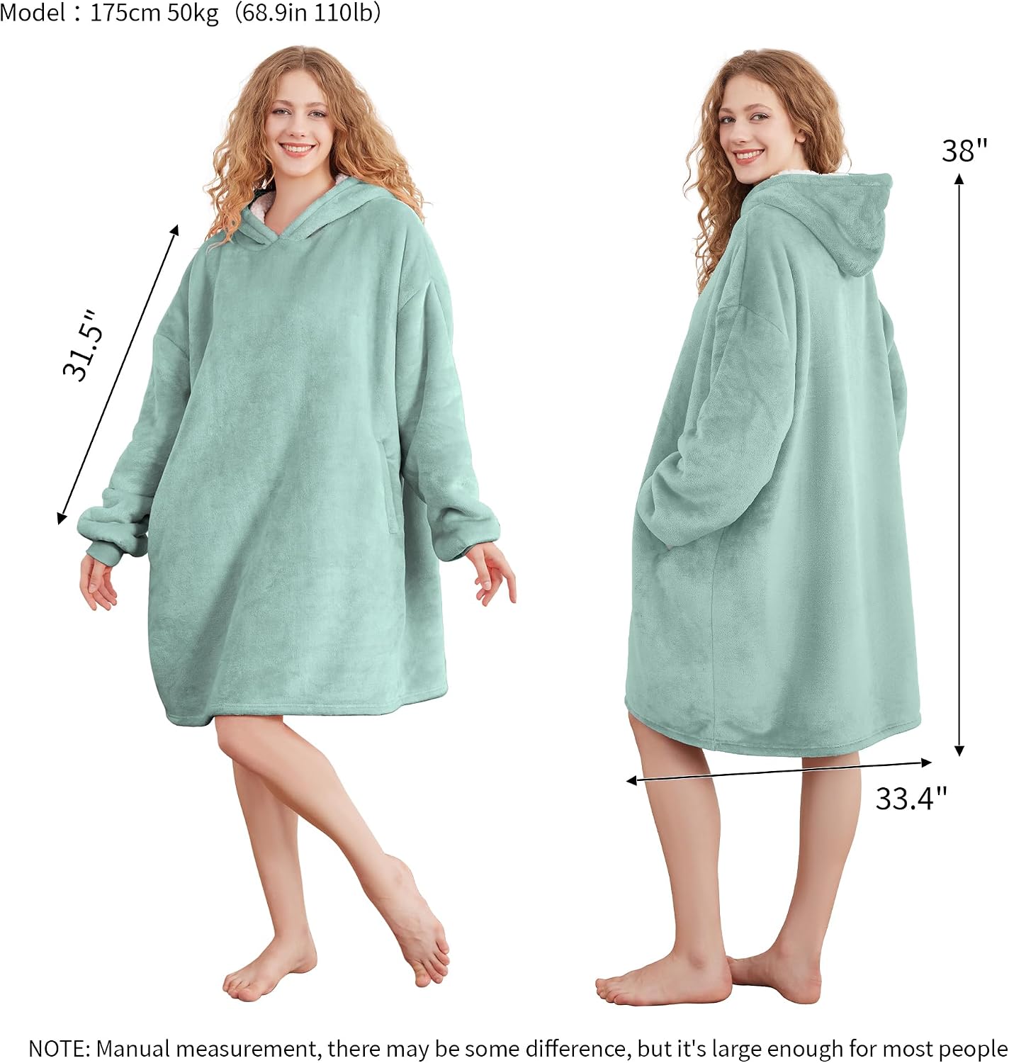 AmyHomie Wearable Blanket Hoodie for Adults & Teens,Oversized Sherpa Hooded Blanket,Warm Cozy Blanket Sweatshirt as Christmas Birthday Gifts for Women Men