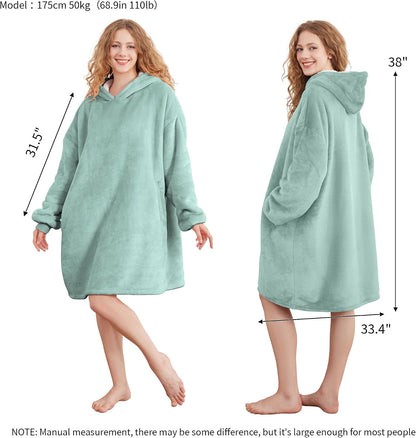 AmyHomie Wearable Blanket Hoodie for Adults & Teens,Oversized Sherpa Hooded Blanket,Warm Cozy Blanket Sweatshirt as Christmas Birthday Gifts for Women Men