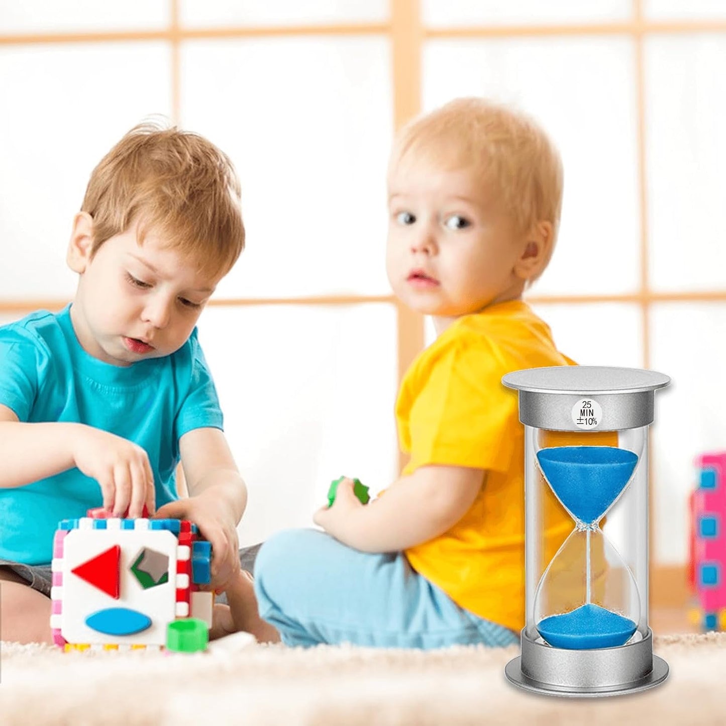 2 Minute Hourglass Sand Timer with Suction Cup,Unbreakable Sucker Sand Clock Timer 2 min,Plastic Mini Sand Watch,Rotatable Reloj De Arena for Kids Toothbrush(Blue)