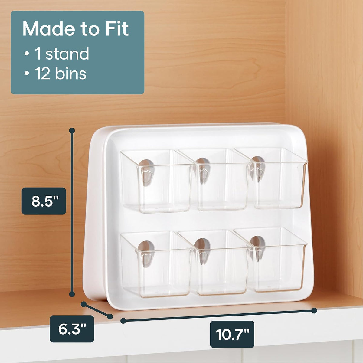 YouCopia TeaStand Tea Bag Organizer with Clear Removable Bins, Cabinet or Pantry Storage Caddy, 80-Bag