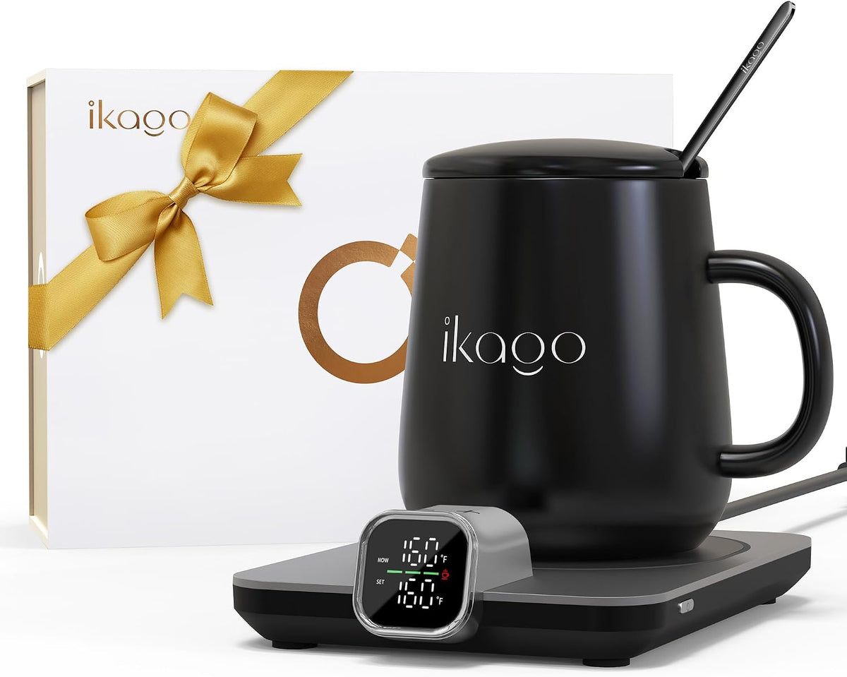 Coffee Cup Warmer & iKago Mug Set, 1℉ Precise Temp Control Mug Warmer