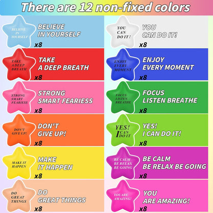 96 Pieces Motivational Stress Balls 2 Inch Inspirational Stress Relief Ball Bulk Hand Exercise Balls Encouraging Colorful Foam Balls Anxiety Small Balls with Quotes for Kids Adults Teens, 12 Styles