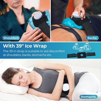 Ice Bags for Injuries Reusable: Ohuhu 3 Packs Ice Cold Packs with Wrap Ice Bag Hot Water Hot & Cold Therapy Pain Relief for Knee Leg Injury No-Leak Waterproof Ice Bags 3 Sizes 6"/9"/11", Blue