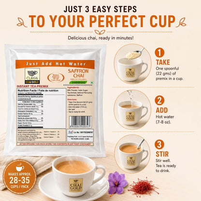 Chai Gold Instant Chai Tea Premix Powder - Sweetened Milk Tea Latte Mix for Home and Beverage Dispensers - [500g / 1.1 lb Bulk Bag] (Kadak)