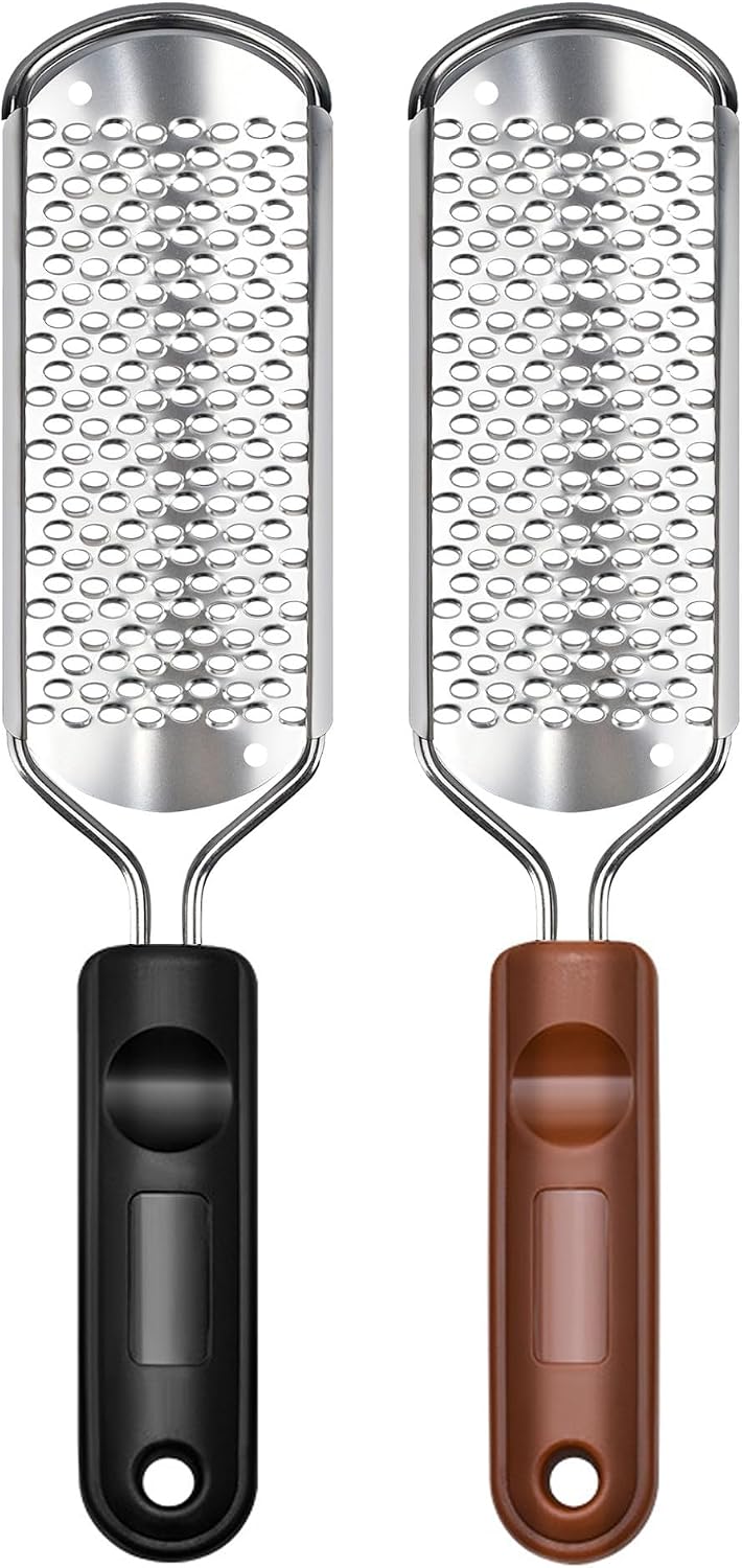 Foot Rasp Foot File, 2 Pcs Stainless Steel Pedicure Callus Remover for Feet, Professional Foot Care Tools for Pedicure to Removes Hard Skin Corns for Dry and Wet Feet