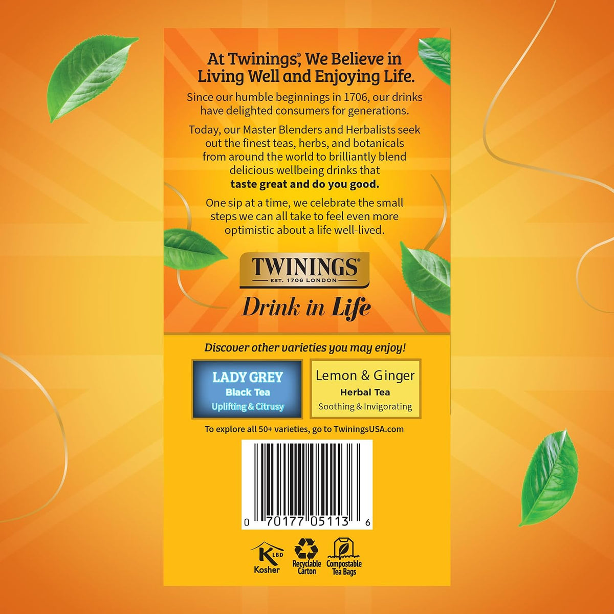 Twinings Earl Grey Black Tea Individually Wrapped Bags, 50 Count (Pack of 6), Flavoured with Citrus and Bergamot, Caffeinated, Enjoy Hot or Iced, 300 Teabags