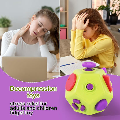 UOOEFUN Small Fidget Toys,12 Sided Fidget Toys,Mini Cube Toys Relief Stress,Autism and Anxiety Depression Anti for Kids Adults Improve Focus (Grey)