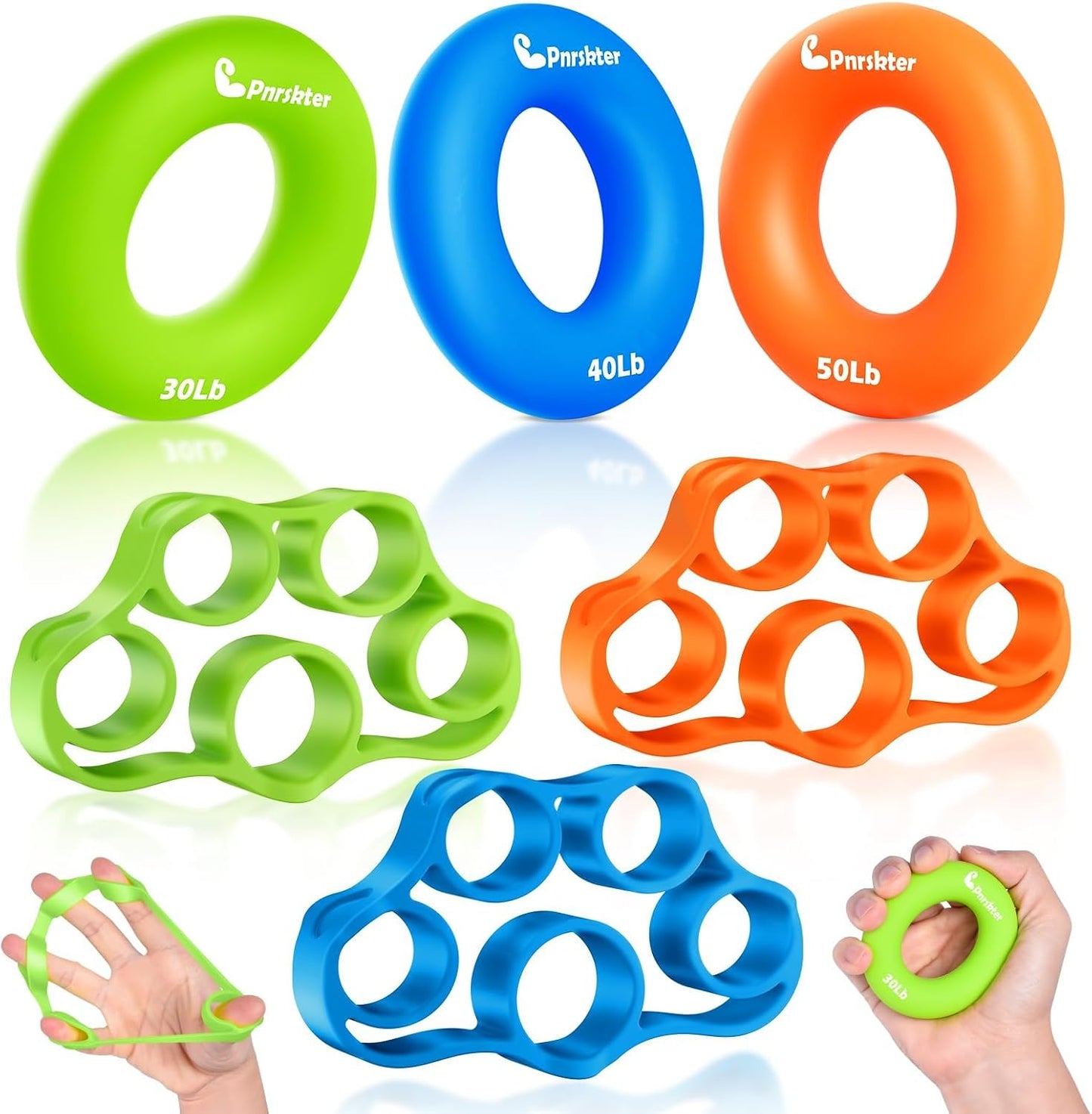 Hand Grip Strengthener, Finger Exerciser, Grip Strength Trainer (6 PCS),New Material,Forearm Grip Workout, Finger Stretcher, Relieve Wrist Pain, Carpal Tunnel