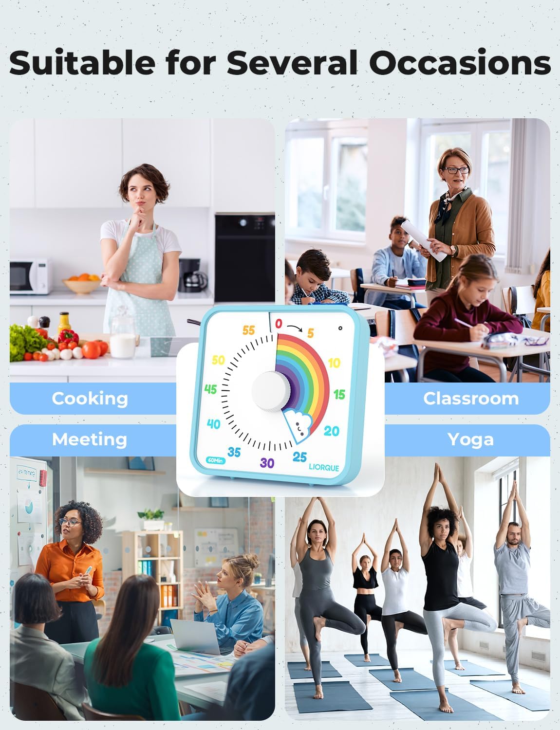 LIORQUE 7.5-Inch Large Visual Timer, 60-Minute Classroom Timer Magnetic
