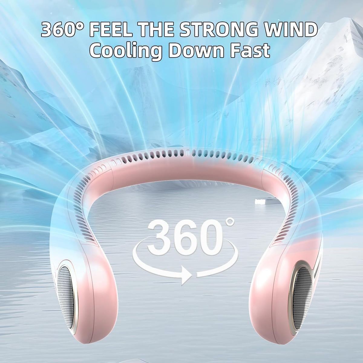 Portable Neck Fan, Personal Wearable Bladeless Fan, 6000mAh USB Rechargeable, 360° Airflow, LED Display, 4-Speeds, Hands Free Fan for Outdoor Indoor, Birthday Gifts for Men Women Dad Mom (Black)