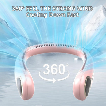 Portable Neck Fan, Personal Wearable Bladeless Fan, 6000mAh USB Rechargeable, 360° Airflow, LED Display, 4-Speeds, Hands Free Fan for Outdoor Indoor, Birthday Gifts for Men Women Dad Mom (Black)