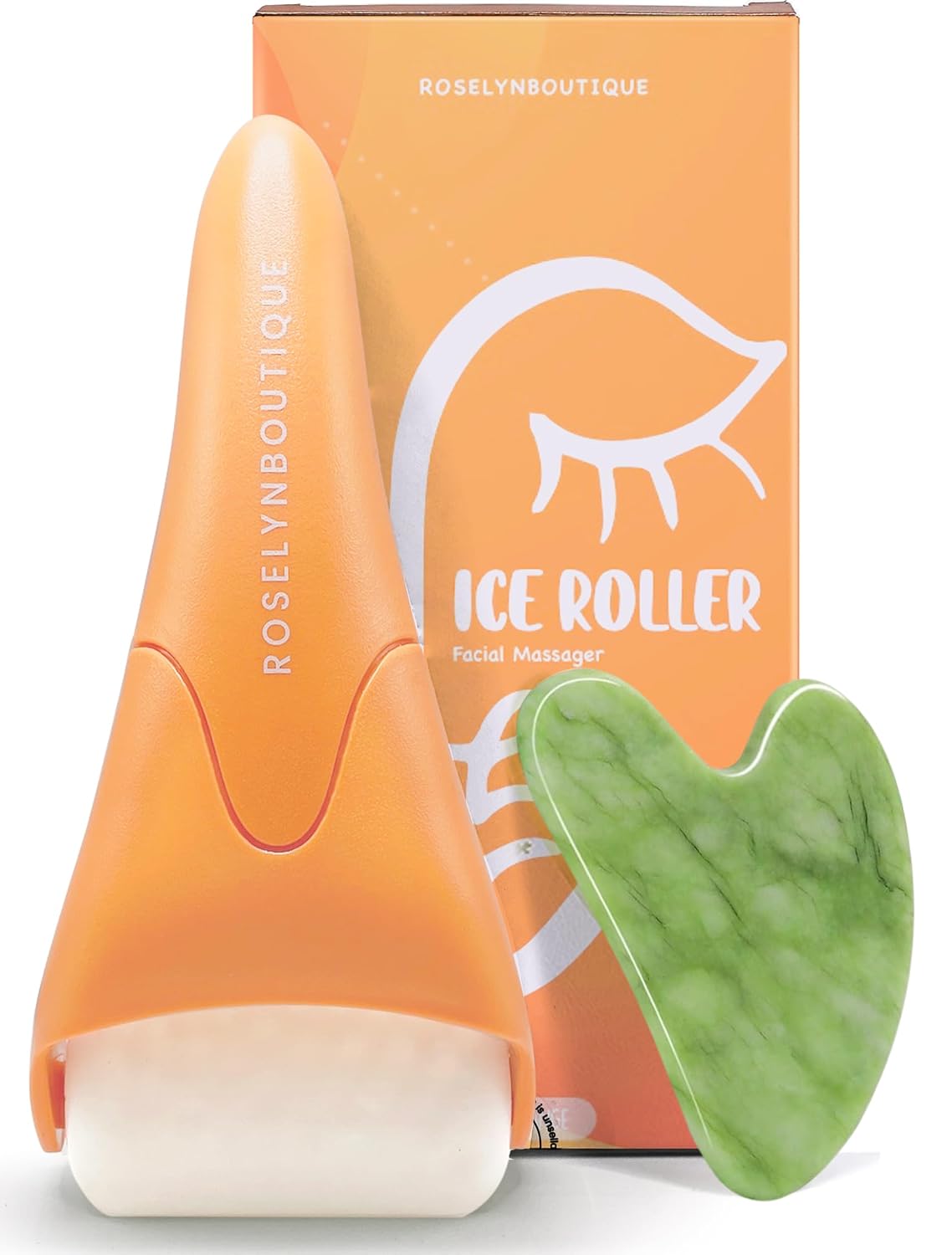 ROSELYNBOUTIQUE Ice Roller for Face & Gua Sha Facial Tools - Wrinkles Fine Lines Puffiness Massager Facial Skin Care Guasha Tools Self Care Gifts for Men Women (Pink)