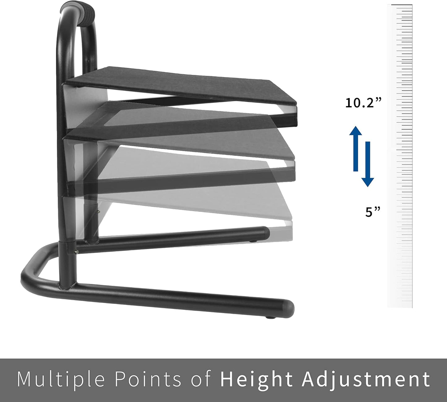 VIVO Ergonomic Height Adjustable Foot Rest Relief Platform, Elevated Stool for Comfortable Sit to Stand Workstation, Non-Slip Surface, Portable, Home Office Classroom Use, Black, STAND-FT01