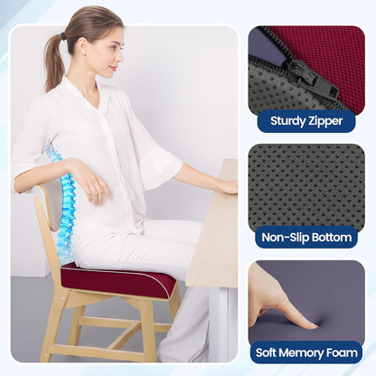 SweetSlubr Seat Cushion for Tailbone Pain Relief, Office Chair Cushion, Chair Pad, Memory Foam Large Cushion with Non-Slip Cover for Soft Support at Office Chair, Car Seat, Airplane, Black/Large