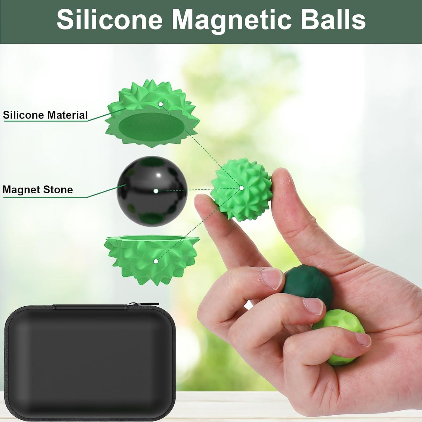 BUSOHA Silicone Fidget Balls - 4 Pack Fidget Toys Adults Sensory Toys Stress Balls for Adults Teens Gifts for Calming,Autism and ADHD Office
