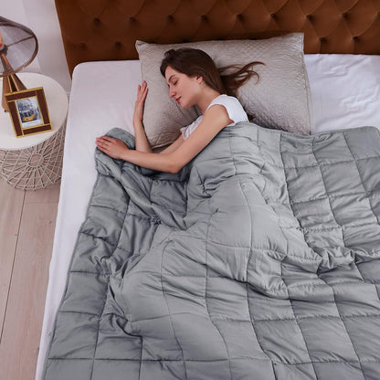 L'AGRATY Weighted Lap Pad 7lb: Small Weighted Blanket for Adults - Cooling Portable Travel Blanket for Relaxation Sleeping - Washable All-Season (29" x 24")