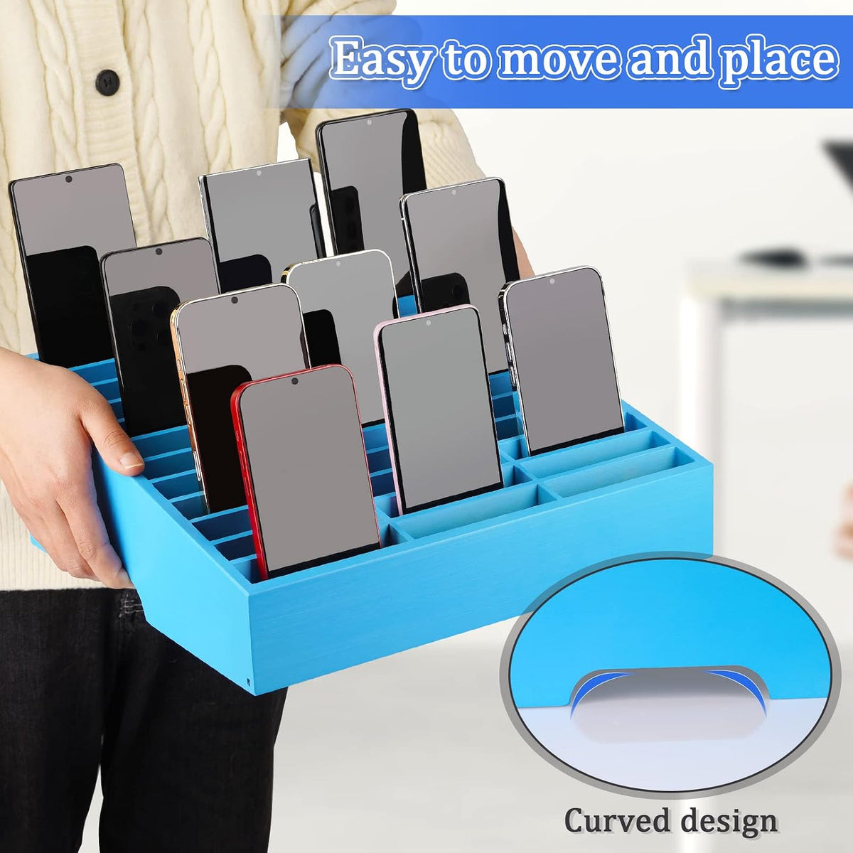 36-Grid Wooden Cell Phone Holder Desktop Organizer