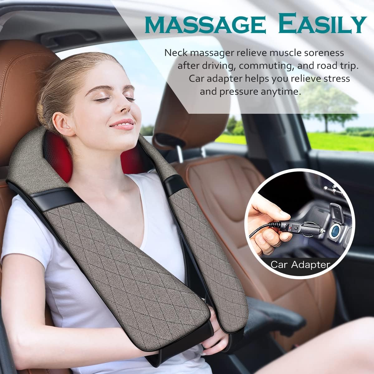Blue Elf Shiatsu Neck Back Massager,Kneading Electric Massager with Heat