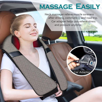 Blue Elf Shiatsu Neck Back Massager,Kneading Electric Massager with Heat