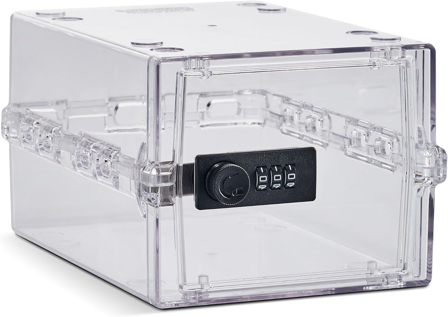 Lockabox Mini™ | Small Lock Box with Combination Lock (Half Letter Sized) | Mini Lockable Box for Small Medicines, Snacks & Mobile Phones | External Size 8.8 x 6.1 x 4.7 Inches (Crystal)