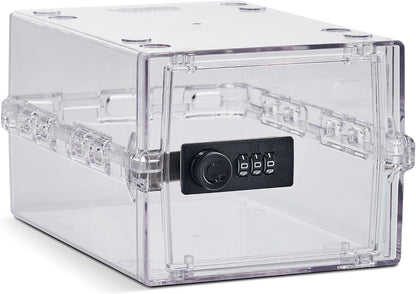 Lockabox Mini™ | Small Lock Box with Combination Lock (Half Letter Sized) | Mini Lockable Box for Small Medicines, Snacks & Mobile Phones | External Size 8.8 x 6.1 x 4.7 Inches (Crystal)