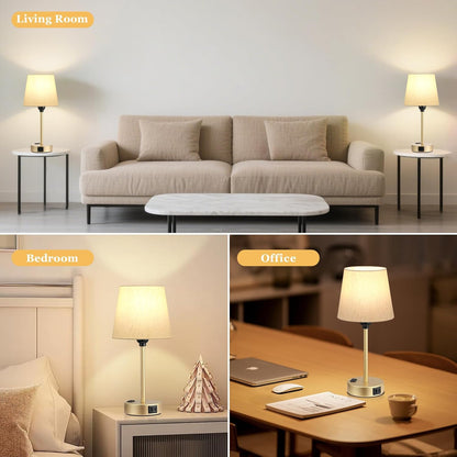 Mini Bedside Lamps for Bedrooms Set of 2 - Nightstand Bedroom Lamps with USB C Port and AC Outlet Charging, Dimmable Touch Small Bed Side Table Lamp, Black Night Stand Light for Kids/Guest Room